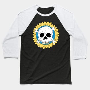 ukrainian sun flower with a skull. Baseball T-Shirt